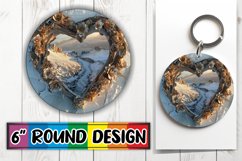 Holiday Round Design 3D Heart Frame Sublimation PNG Product Image 1