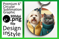 Bright Round Design Coaster PNG , Dog and cat Product Image 1