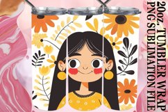 Artistic Flower-Crowned Tumbler Wrap Design 20oz Product Image 1