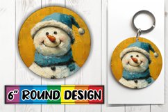 Holiday Snowman Cute Keychain Christmas Round Design Product Image 1