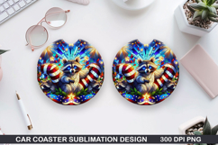 Raccoon Car Coaster Sublimation, 4th Of July Coaster PNG Product Image 1