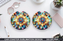 Flower Car coaster sublimation, Summer Coaster PNG Design Product Image 1