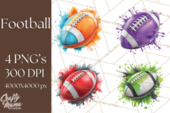 Football Clipart PNG with Team Color Paint Splash Design Product Image 1