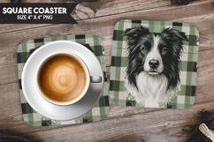 Cute Dog, Animal coaster, Buffalo Plaid Square Coaster PNG Product Image 1