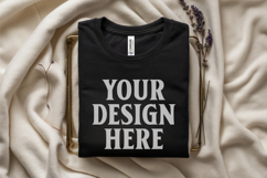 Black Folded Bella Canvas 3001 Flat Lay T-Shirt Mock Product Image 1