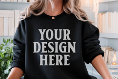 Gildan 18000 Black Mockup , Crewneck Sweatshirt Boho Mock-up Product Image 1
