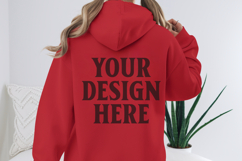 Red Gildan 18500 Hoodie Sweatshirt Mockup, Unisex Hoodie Product Image 1