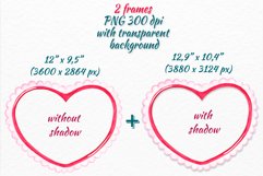 Heart frame clipart Valentine&#039;s day Pink watercolor frame Product Image 2