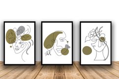 Set of Three Abstract Face Digital Print Frame not included Product Image 1