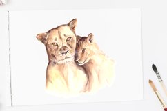 Watercolor Mother &amp; Baby - Lions - Clip Art &amp; Print Product Image 2