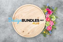 Wooden plate mockup spring flowers Stock photo Product Image 1