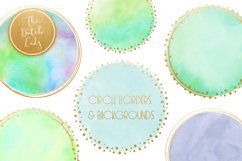 Watercolor Logo Circle &amp; Border Clipart Set in Aqua Product Image 1