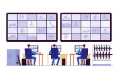 Security room. Professionals monitoring in control center wi Product Image 1