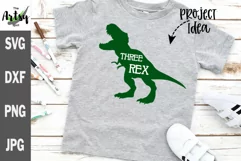 three Rex, 3rd birthday Dinosaur SVG tyrannosaurus rex svg Product Image 1