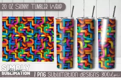 Kids 3D Seamless Sublimation Skinny Tumbler Wrap| 20oz | Png Product Image 1