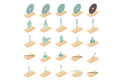 Lumber mill icons set, isometric style Product Image 1