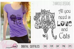Doodle cats all you need is love, cat quote svg, word art, Product Image 1