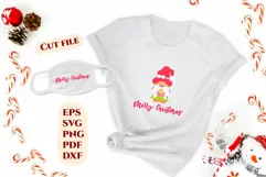 Christmas girl gnomes for t-shirt, face mask designs. SVG Product Image 1