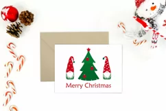 Christmas Gnomes svg card, Xmas nordic gnome and tree png. Product Image 3