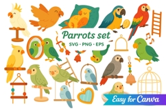 Funny Parrots and Accessories Clipart Product Image 1