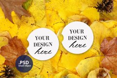 Fall 2 car coasters mockup, Autumn Sandstone Car Coasters Product Image 1