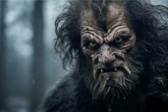 Intense fantasy creature in misty forest setting Product Image 1