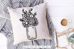 Mason Jar Roses Daisies Bouquet - Farmhouse Floral Frame SVG Product Image 2