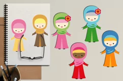 Muslim Hijab Girls - Islam women clipart - Ramadhan graphics Product Image 1