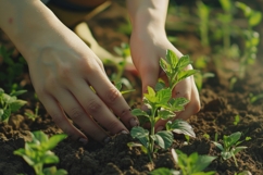 Woman Hands Planting Background Wallpaper Product Image 1