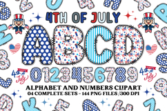 4th July Alphabet png clipart, independence letters doodle Product Image 1