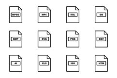 Set Of File Formats Icons Product Image 1