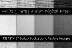 White &amp; Gray Burlap Digital Paper - Burlap Backgrounds Product Image 1