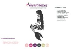Mermaid SVG Cut File - Hand Drawn Mermaid Illustration Product Image 2