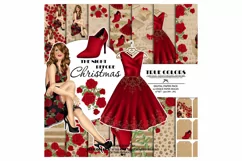 Christmas Digital Paper Pack Fashion Clipart Fashion Blogger Product Image 1