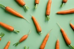 Fresh carrots lying on green background making a beautiful p Product Image 1