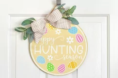 Happy Hunting Season svg, Easter round door sign cut file Product Image 4