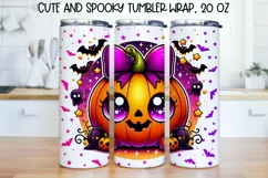 Cute and Spooky Halloween Tumbler wrap PNG, 20 oz. Product Image 1