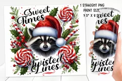 Christmas festive Raccoon Tumbler Wrap|Sublimation PNG. Product Image 2