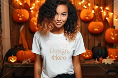Halloween T-Shirt Mockup Women, White T-Shirt Mockup, d44 Product Image 2