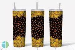 Skinny Tumbler Sublimation Design - Sunflower Leopard Print Product Image 2