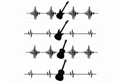 Heartbeat Electric & Acoustic Guitar SVG files for Silhouette Cameo and Cricut. Product Image 3