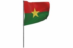 Burkina Faso flag on pole. Waving banner isolated. Product Image 1