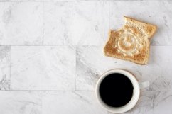 Topview flat lay of working table with coffee. Product Image 1