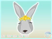 Bunny Face With Flowers Svg Dxf Eps Png Pdf Files For Cricut Product Image 3