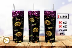 Gold Kiss Valentine's Day Tumbler| 20 & 30 Oz Skinny Tumbler Product Image 1