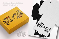 Cuttable Rectangular Gift Box with Floral Element Holes SVG Product Image 3