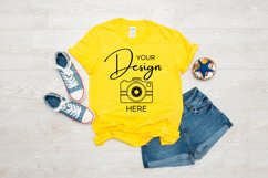 Gildan 64000 Mockup Softstyle Daisy Yellow T-shirt Summer Product Image 1