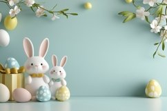Cute Easter Bunny Background, Easter Eggs Background Mockup Product Image 1