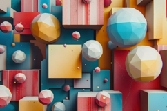Colorful Shapes 3D Background Wallpaper Product Image 1