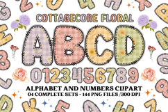 Cottagecore Alphabet png clipart, Floral letters doodle Product Image 1